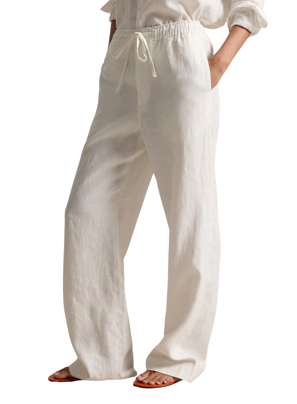 RALPH LAUREN LINEN WOVEN WIDE LEG PANT