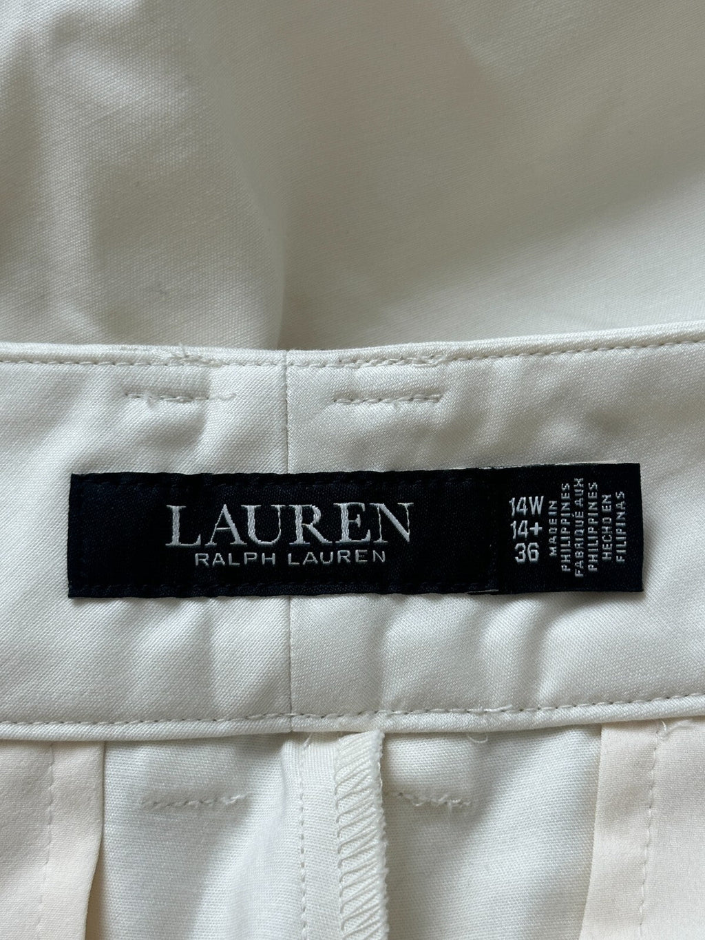 Ralph Lauren Women Winter Cream Double-Faced Stretch Cotton Ankle Pants Size 14W