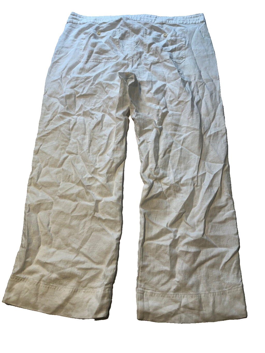 Lauren Ralph Lauren White Jovon Linen Wide Leg Trousers Linen Pants Size 20W