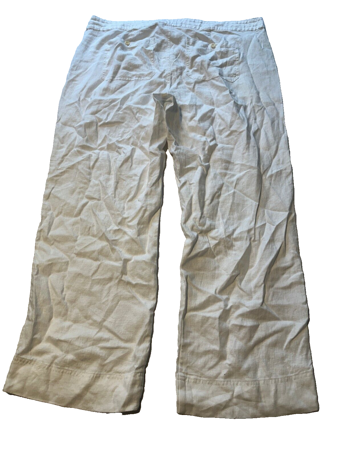 Lauren Ralph Lauren White Jovon Linen Wide Leg Trousers Linen Pants Size 20W