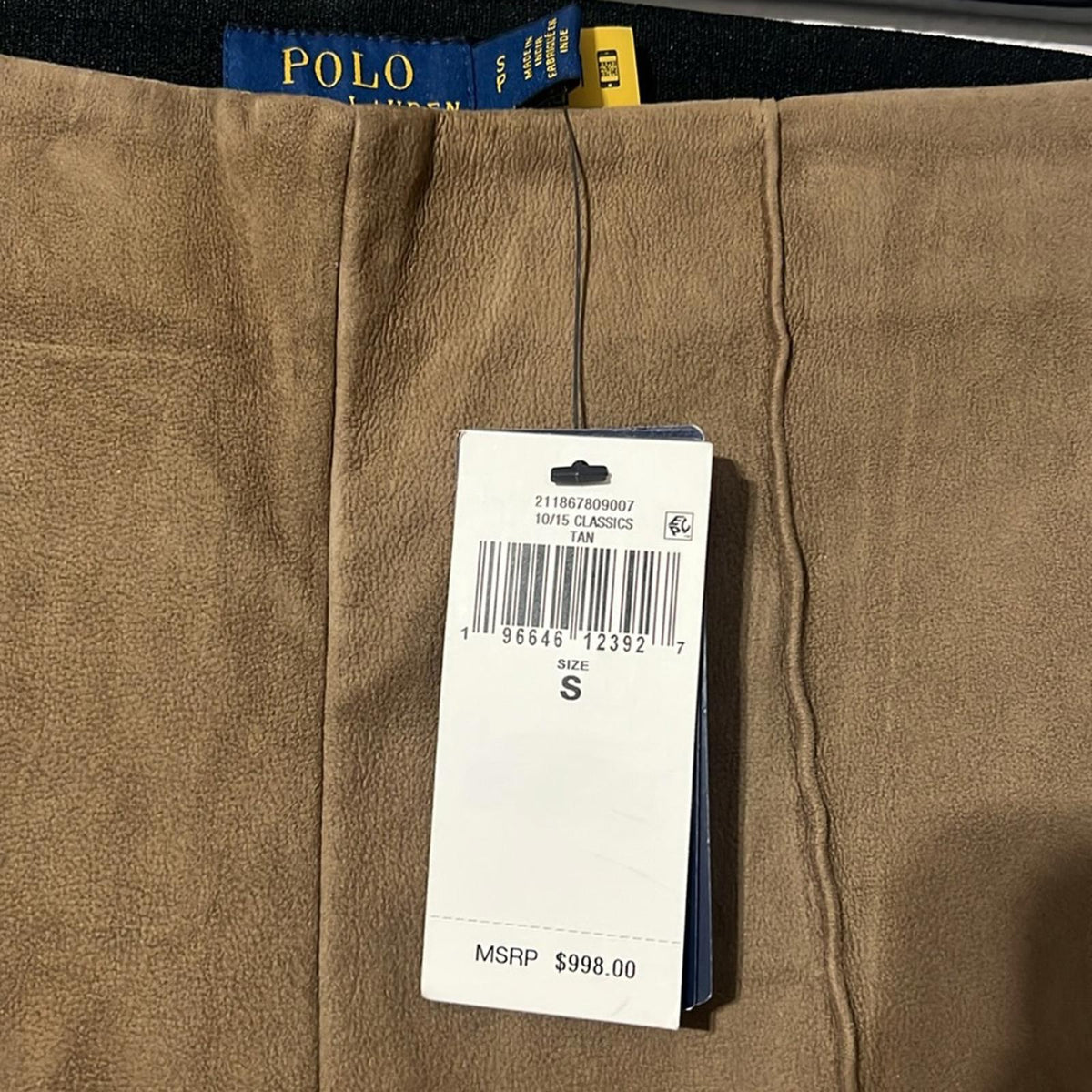 Polo Ralph Lauren Paneled Suede Leggings in Tan, Size S, NWT Retail $998