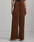 Lauren Ralph Lauren Women's Lightweight Satin Pants Brown Size M MSRP $165