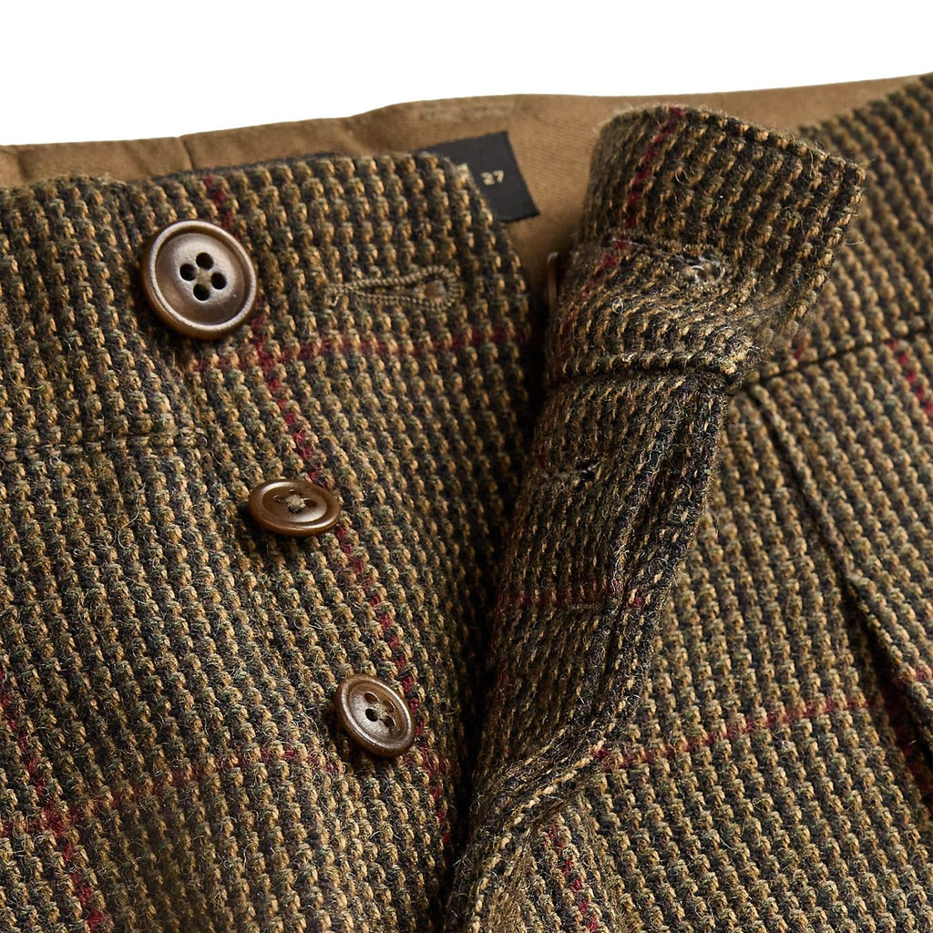 RRL by Ralph Lauren Womens Windowpane Tweed Trousers Green/Brown/Multi