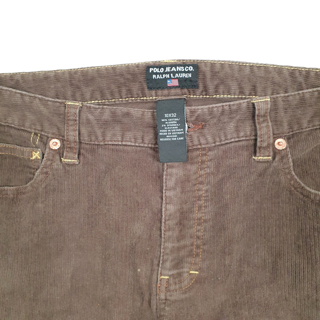 Womens Ralph Lauren Polo Jeans Co Low Rise Brown Corduroy Cotton  Trousers UK14