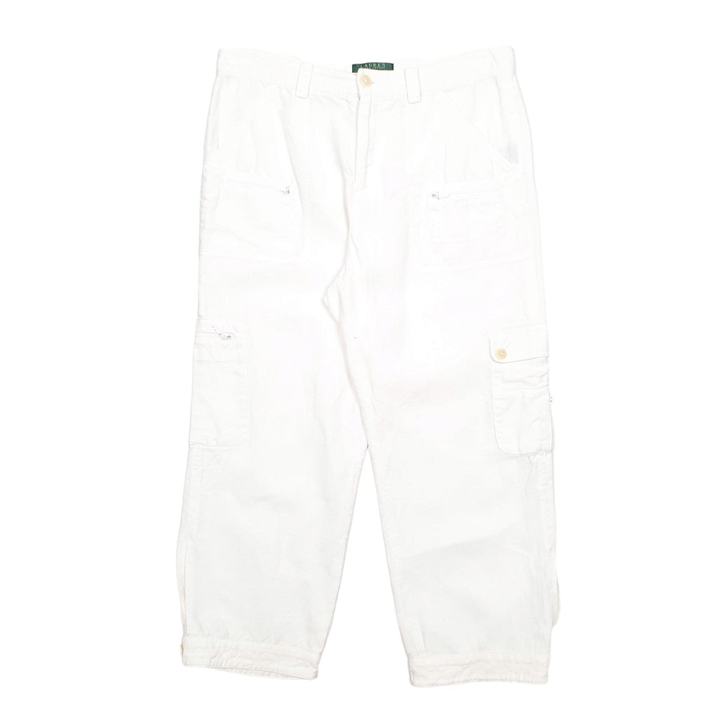 Womens Ralph Lauren White Chino Cotton  &  Linen  Trousers UK12