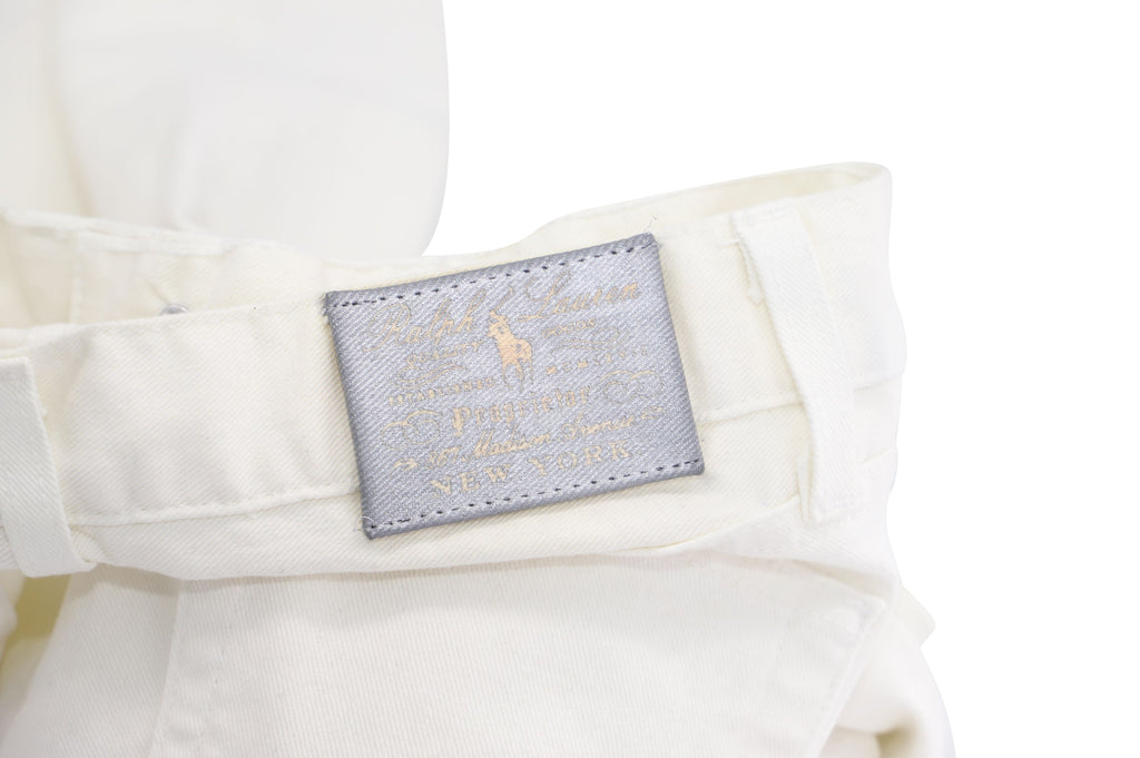 Women's Ralph Lauren Wide Leg Pants in White Cotton