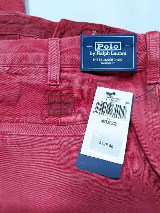 Polo Ralph Lauren Men's Straight Fit Garment Dyed Pants Red Size 40 (MSRP $198)